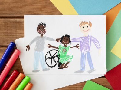 hand drawn disabled child friends scaled