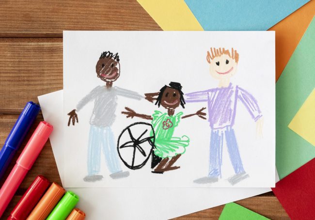 hand drawn disabled child friends scaled