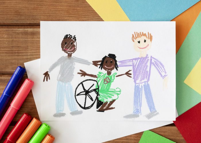 hand drawn disabled child friends scaled